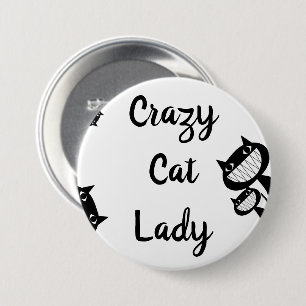Macaron Rond 7,6 Cm Bouton Drôle Crazy chat lady