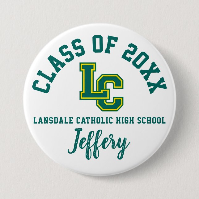 Macaron Rond 7,6 Cm Bouton du lycée catholique de Lansdale Personnalis (Devant)