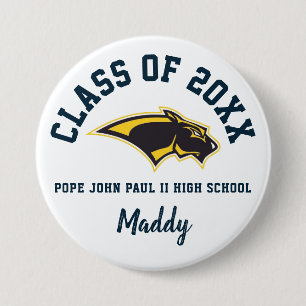 Macaron Rond 7,6 Cm Bouton du Pape Jean Paul Ii Lycée Logo personnalis