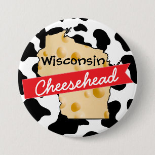 Macaron Rond 7,6 Cm Bouton du Wisconsin Cheesehead