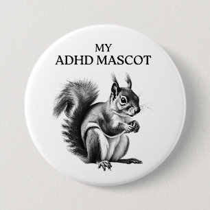 Macaron Rond 7,6 Cm Bouton écureuil ADHD