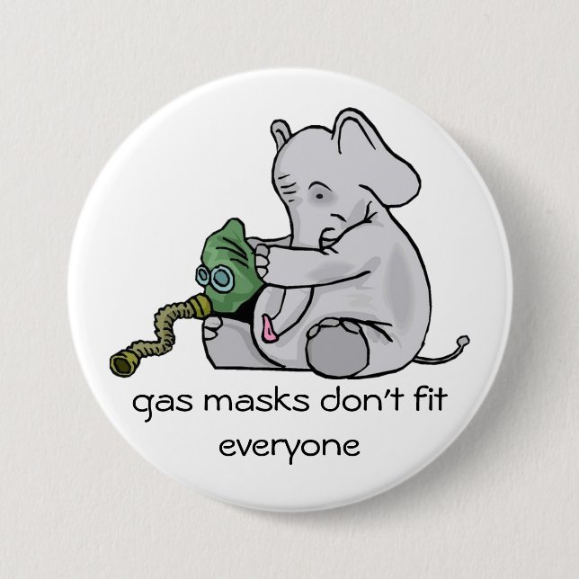 Macaron Rond 7,6 Cm Bouton Eléphant Masque gaz (Devant)