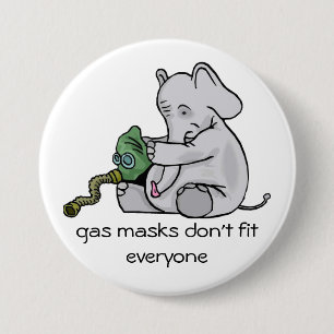 Macaron Rond 7,6 Cm Bouton Eléphant Masque gaz
