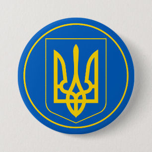Macaron Rond 7,6 Cm bouton emblème ukrainien