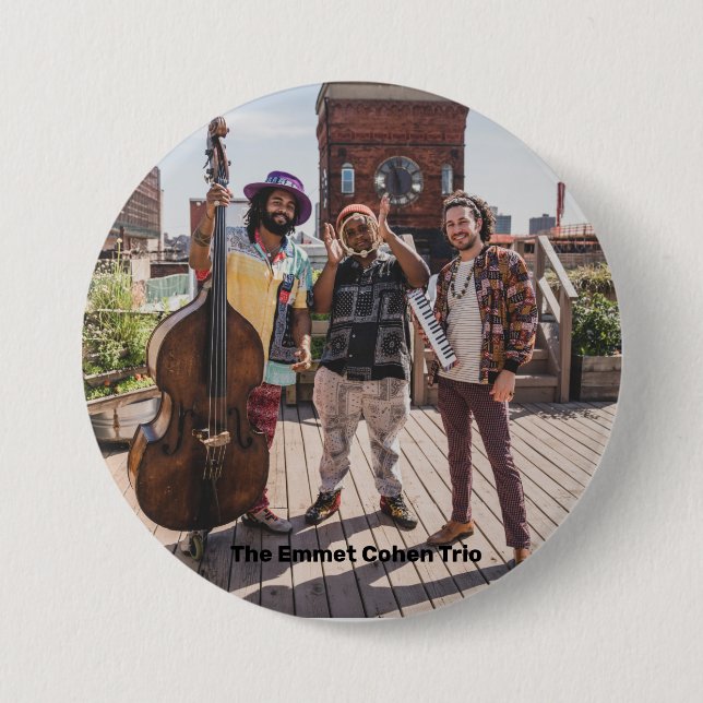 Macaron Rond 7,6 Cm Bouton - Emmet Cohen Trio 2022Jazz (Devant)