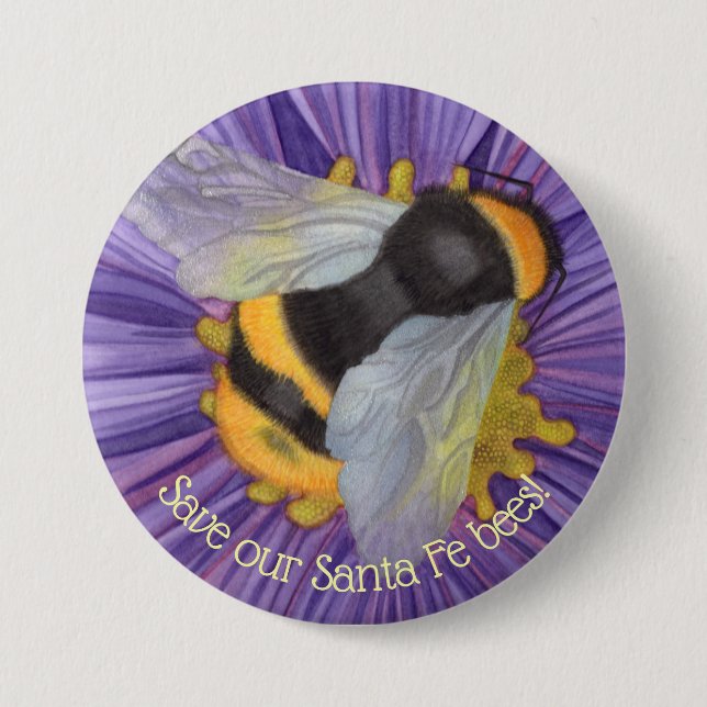 Macaron Rond 7,6 Cm Bouton Enregistrer nos abeilles personnalisées (Devant)