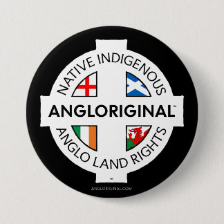 Macaron Rond 7,6 Cm Bouton épinglé Angloriginal™ 4 Nations Droits fonc