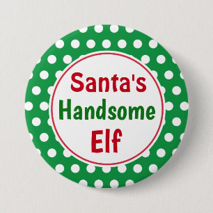 Macaron Rond 7,6 Cm Bouton épinglé de l'elfe séduisant du Père Noël dr