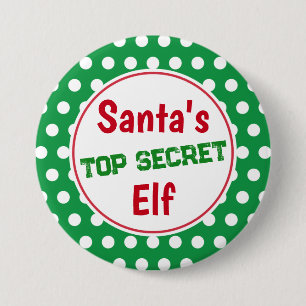 Macaron Rond 7,6 Cm Bouton épinglé de Noël de l'elfe secret du Père No
