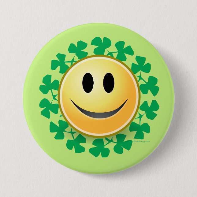 Macaron Rond 7,6 Cm Bouton Face Shamrock St. Patricks Day (Devant)