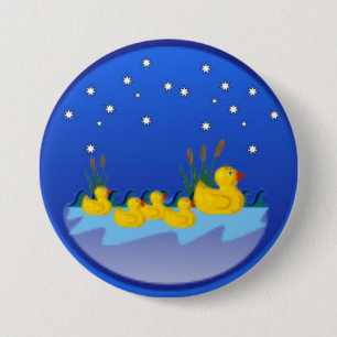 Macaron Rond 7,6 Cm Bouton Famille de Canards
