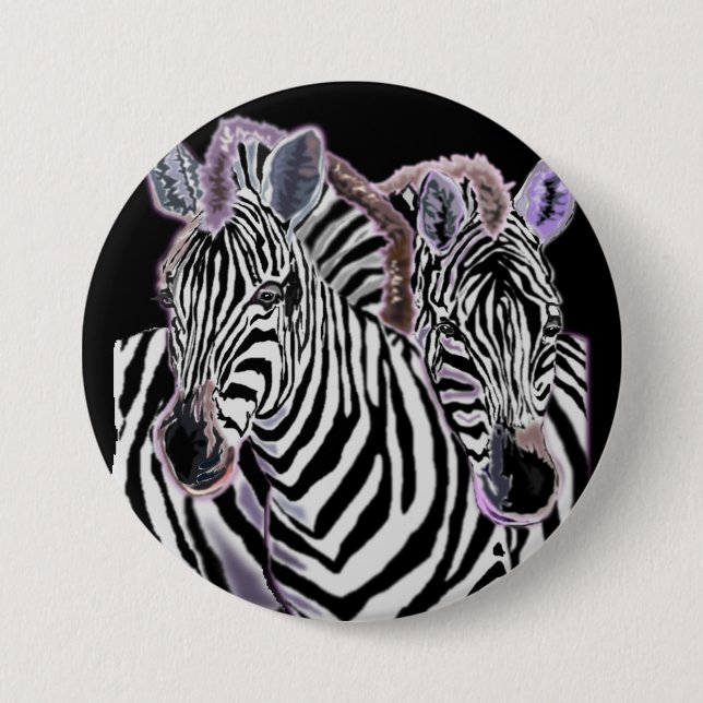 Macaron Rond 7,6 Cm Bouton Famille de couple Zebra (Devant)