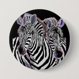 Macaron Rond 7,6 Cm Bouton Famille de couple Zebra