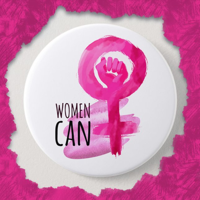 Macaron Rond 7,6 Cm Bouton Femmes capables de Solidarité (Créateur téléchargé)