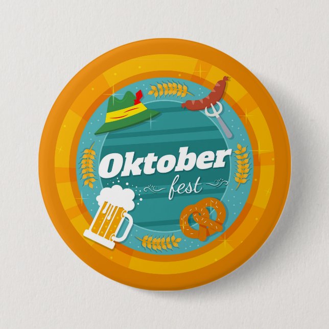 Macaron Rond 7,6 Cm Bouton Festival de la bière Oktoberfest (Devant)