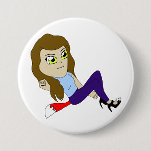 Macaron Rond 7,6 Cm bouton fille chibi foxy