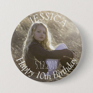 Macaron Rond 7,6 Cm Bouton Fille d'anniversaire