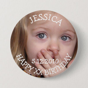 Macaron Rond 7,6 Cm Bouton Fille d'anniversaire