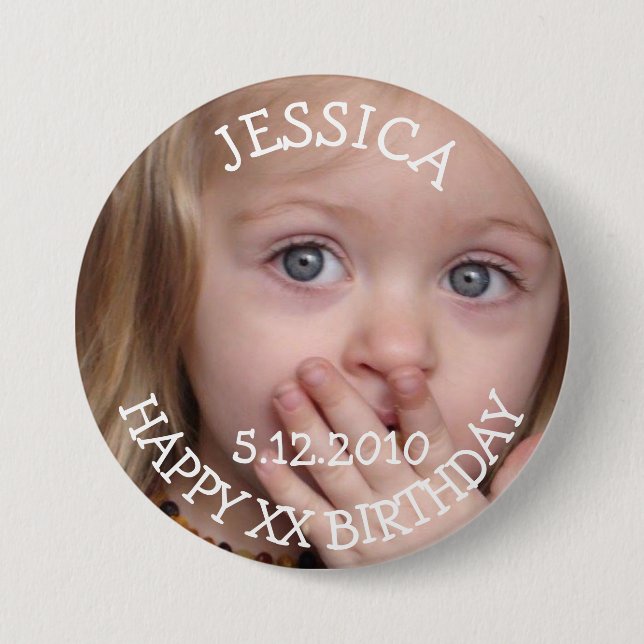 Macaron Rond 7,6 Cm Bouton Fille d'anniversaire (Devant)