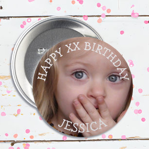 Macaron Rond 7,6 Cm Bouton Fille d'anniversaire personnalisé