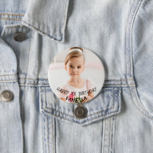 Macaron Rond 7,6 Cm Bouton Fille d'anniversaire personnalisé