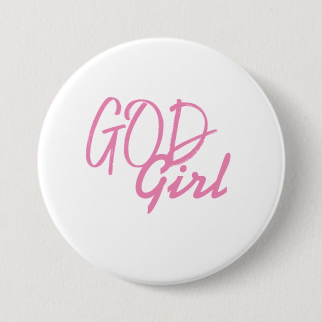 Macaron Rond 7,6 Cm Bouton Fille Dieu (Devant)