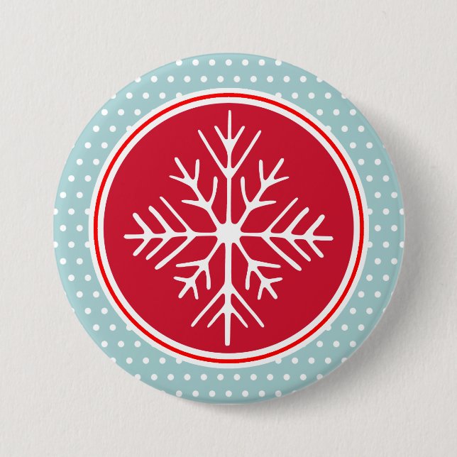 Macaron Rond 7,6 Cm Bouton Flocon de neige (Devant)