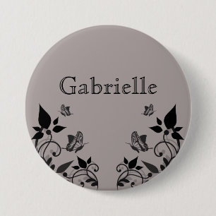 Macaron Rond 7,6 Cm Bouton floral de papillon ébène
