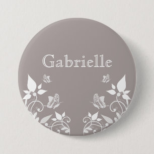 Macaron Rond 7,6 Cm Bouton floral de papillon en ivoire