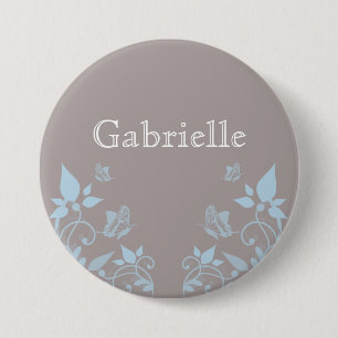 Macaron Rond 7,6 Cm Bouton floral papillon bleu