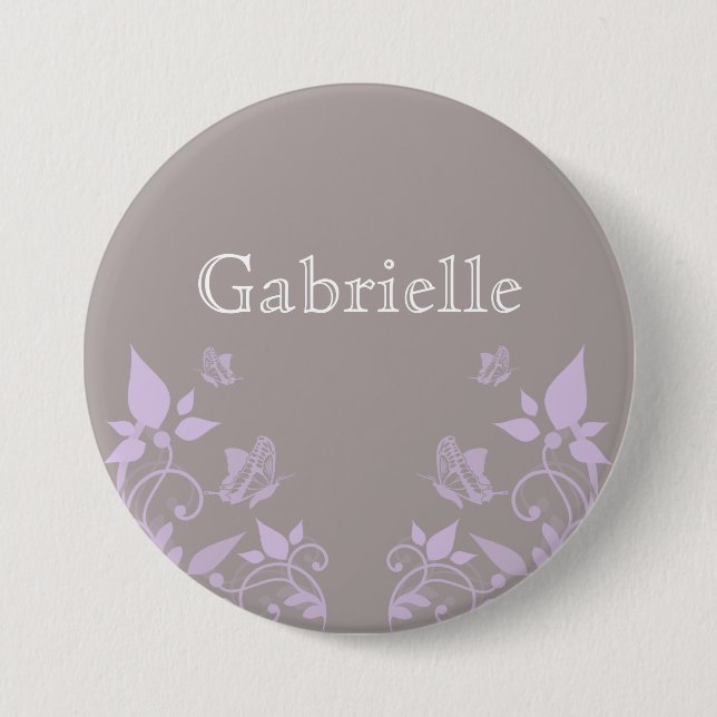 Macaron Rond 7,6 Cm Bouton floral papillon Lilac (Devant)