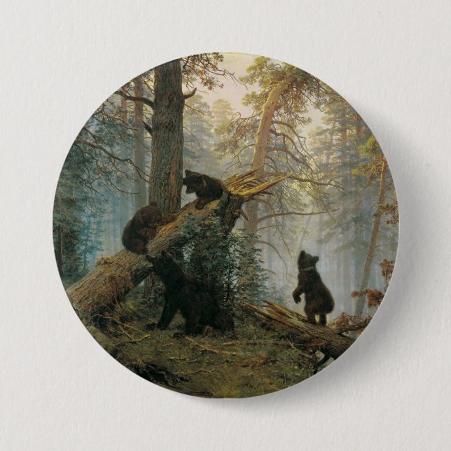 Macaron Rond 7,6 Cm Bouton Forêt de Chiskine (Devant)