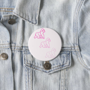 Macaron Rond 7,6 Cm Bouton Gorilla rose