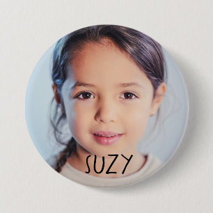 MACARON ROND 7,6 CM BOUTON GRAND FORMAT PHOTO PERSONNALISÉ AVEC NOM