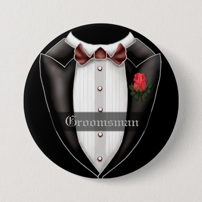 Macaron Rond 7,6 Cm Bouton Groomsman Wedding Party (Devant)