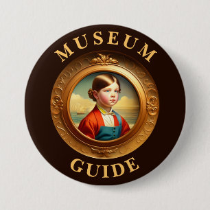 Macaron Rond 7,6 Cm Bouton Guide du musée