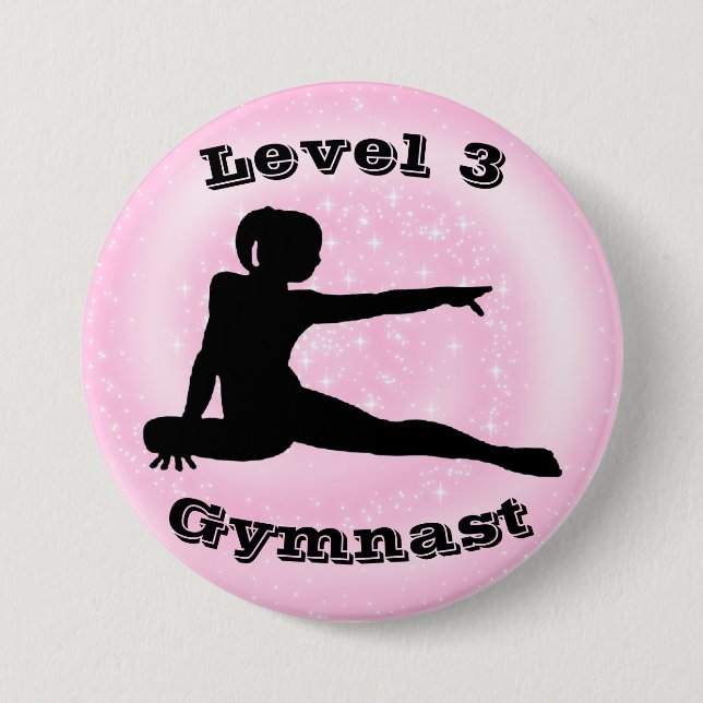 Macaron Rond 7,6 Cm Bouton Gymnaste de niveau 3 - Girls Gymnastics (Devant)