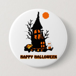Macaron Rond 7,6 Cm Bouton Halloween heureux