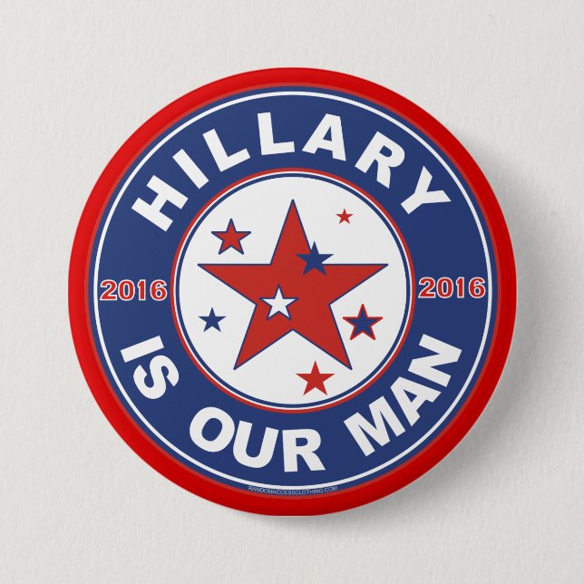 Macaron Rond 7,6 Cm Bouton Hillary Clinton 2016 (Devant)