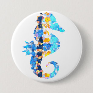 Macaron Rond 7,6 Cm Bouton hippocampe
