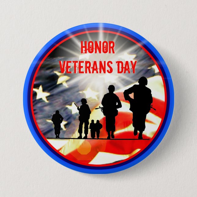 Macaron Rond 7,6 Cm Bouton Honor Veterans Day (Devant)