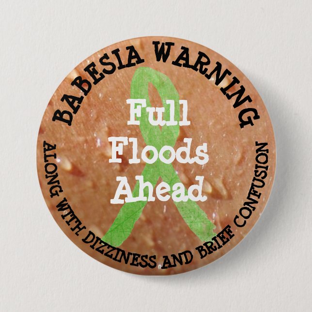 Macaron Rond 7,6 Cm Bouton Humour Babesia (Devant)