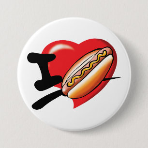 Macaron Rond 7,6 Cm Bouton J'adore Les Hot-Dogs