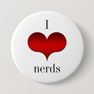 Macaron Rond 7,6 Cm Bouton J'aime (coeur) Nerds