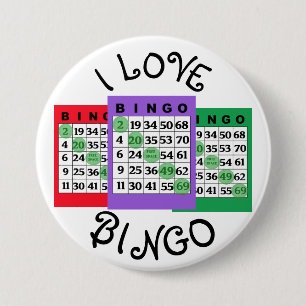 Macaron Rond 7,6 Cm Bouton J'aime les cartes BINGO