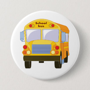 Macaron Rond 7,6 Cm Bouton jaune d'autobus scolaire