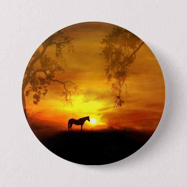 Macaron Rond 7,6 Cm Bouton Joli Cheval (Devant)