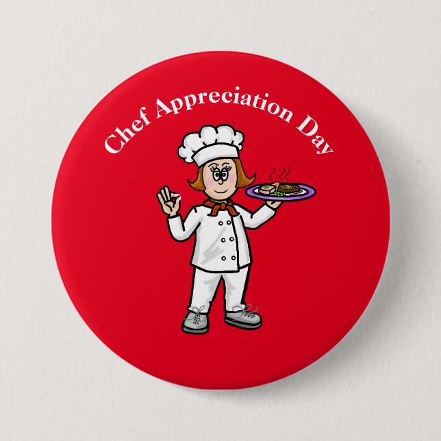 Macaron Rond 7,6 Cm Bouton Jour d'appréciation du chef féminin (Devant)
