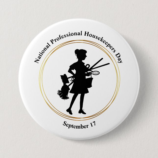 Macaron Rond 7,6 Cm Bouton Jour des Ménagères Professionnels Nationaux (Devant)