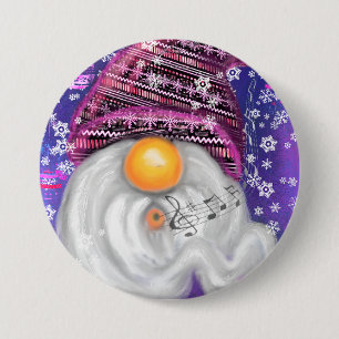 Macaron Rond 7,6 Cm Bouton Joyeux Noël Gnome